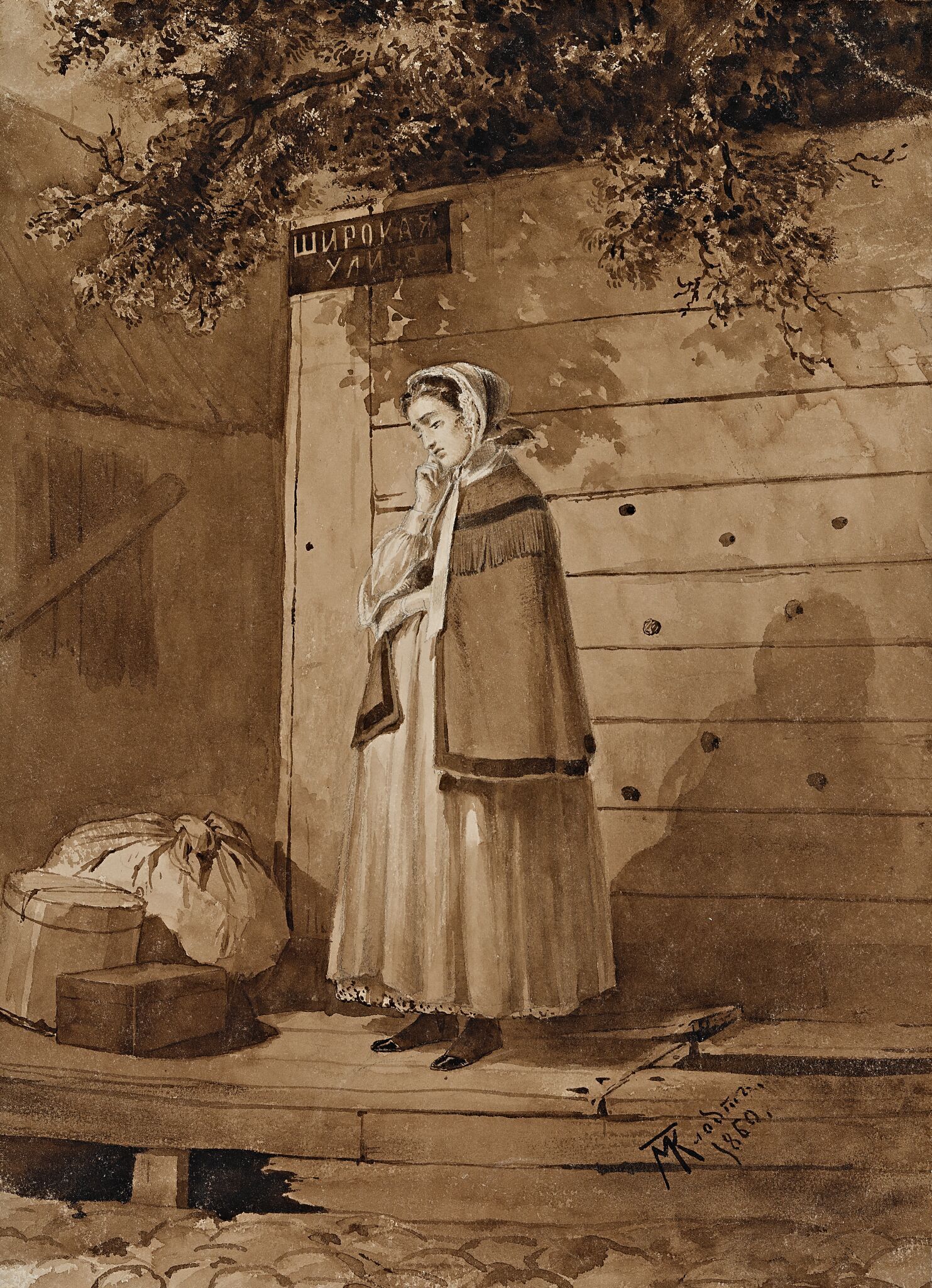 Выброшенная на улицу, Mikhail Petrovich Klodt, 1860