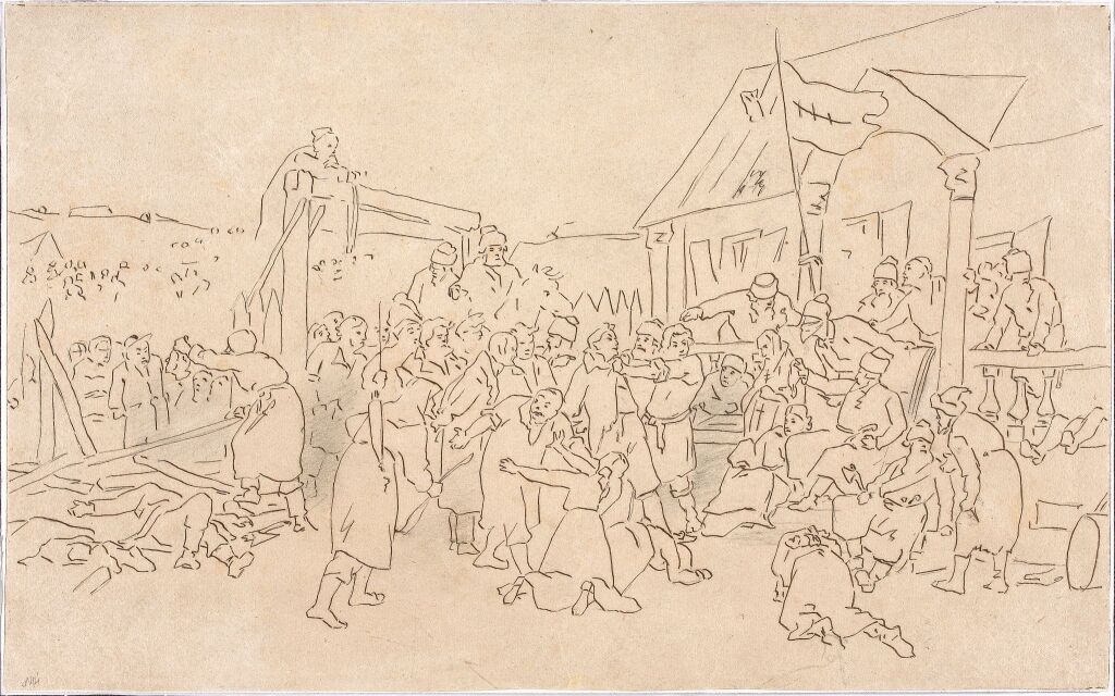 Суд Пугачева. Эскиз-вариант картины «Суд Пугачева» (1875, ГИМ)