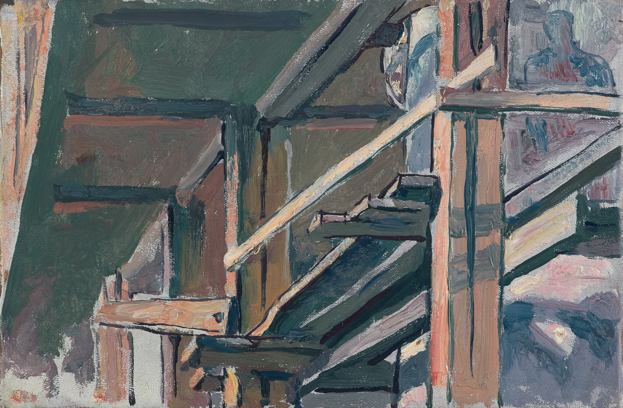 Интерьер Успенского собора. Этюд со строительными лесами, Pavel Korin, 1935-1936