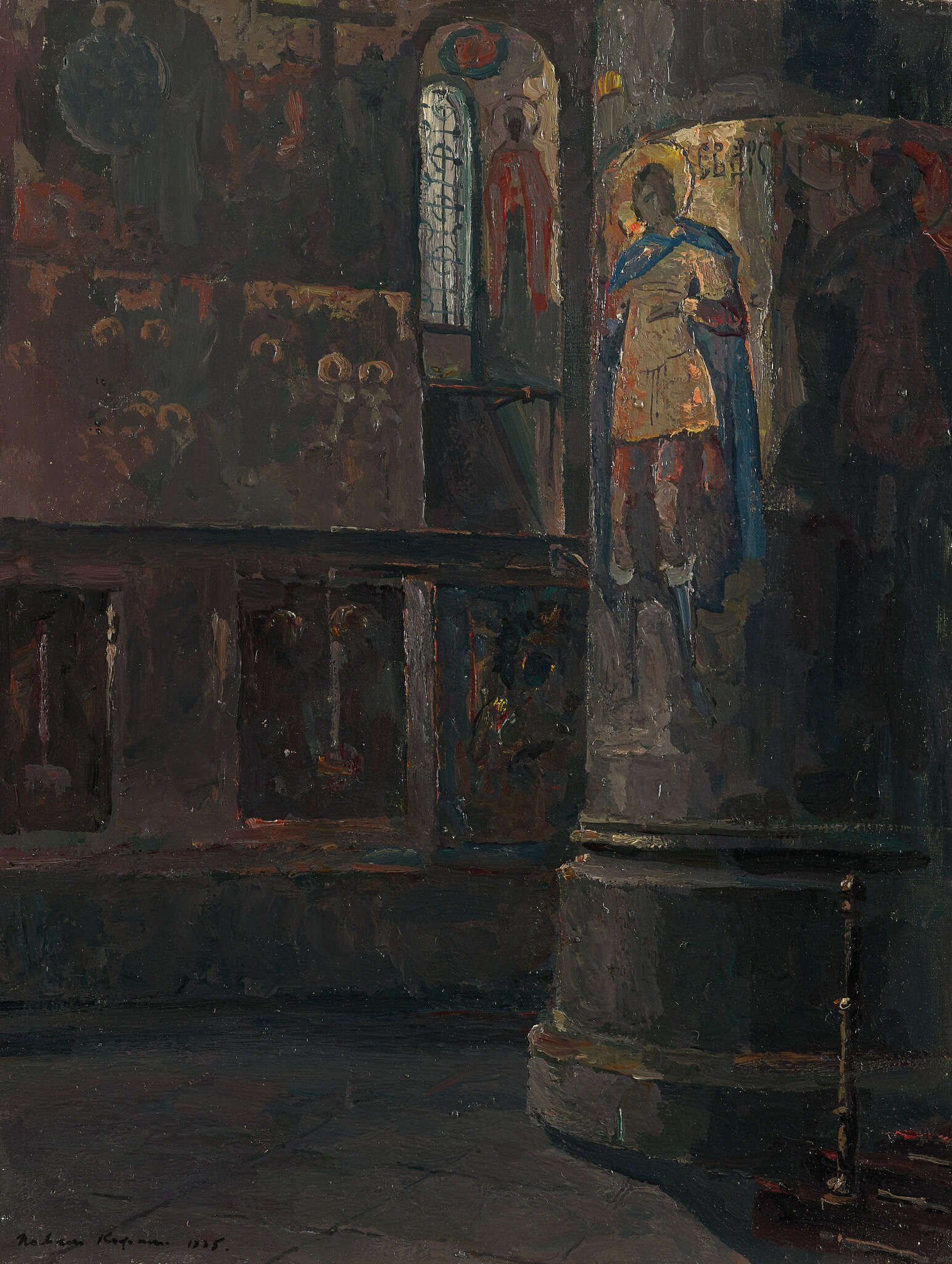 Интерьер Успенского собора. Этюд, Pavel Korin, 1935