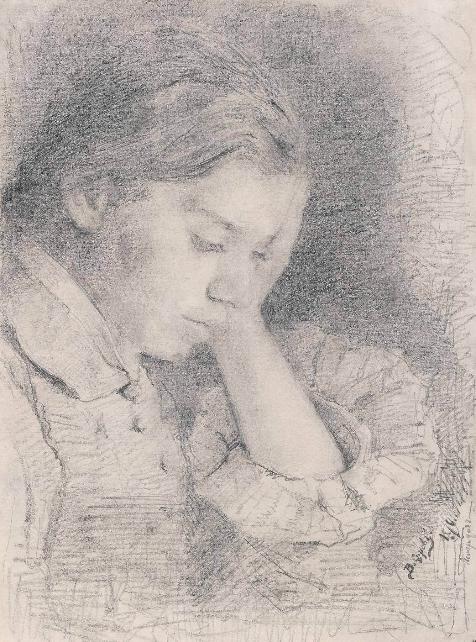 Девочка с подпертой рукой. Симонович-Львова Мария Яковлевна, Valentin Serov, 1879