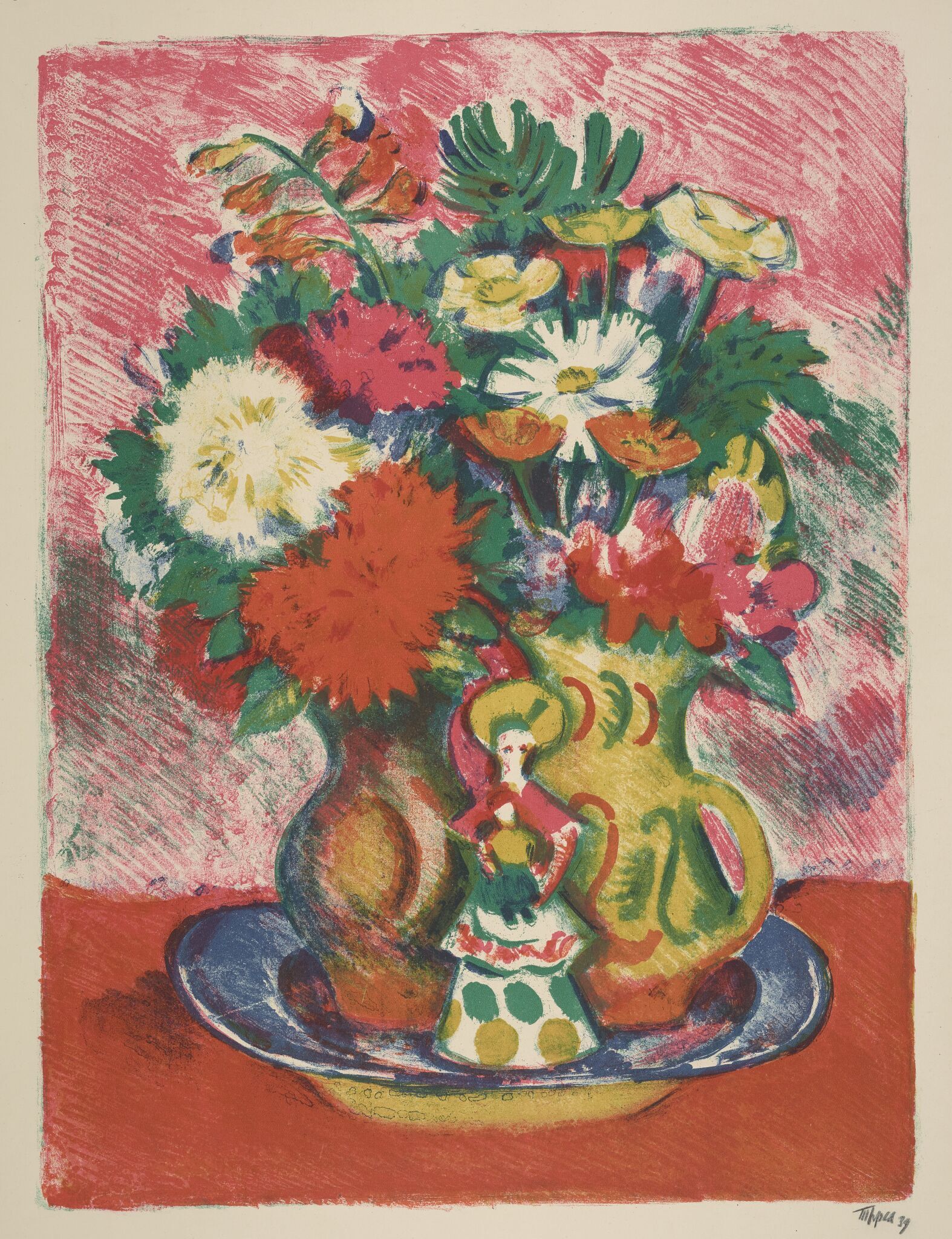 Натюрморт с букетом и дымковской игрушкой. № 1, Nikolay Tyrsa, 1939