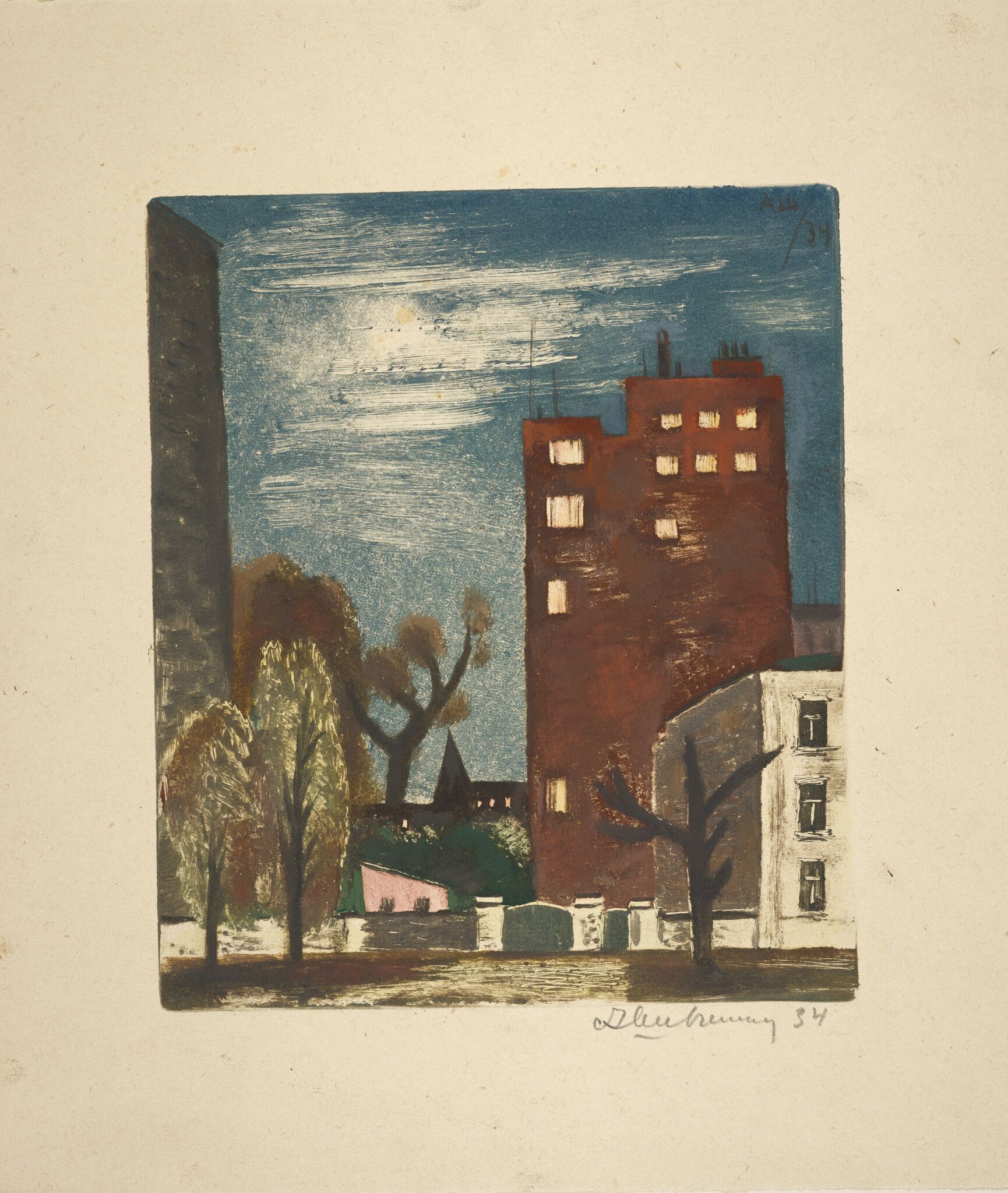 Улица ночью при луне, Aleksandr Shevchenko, 1934