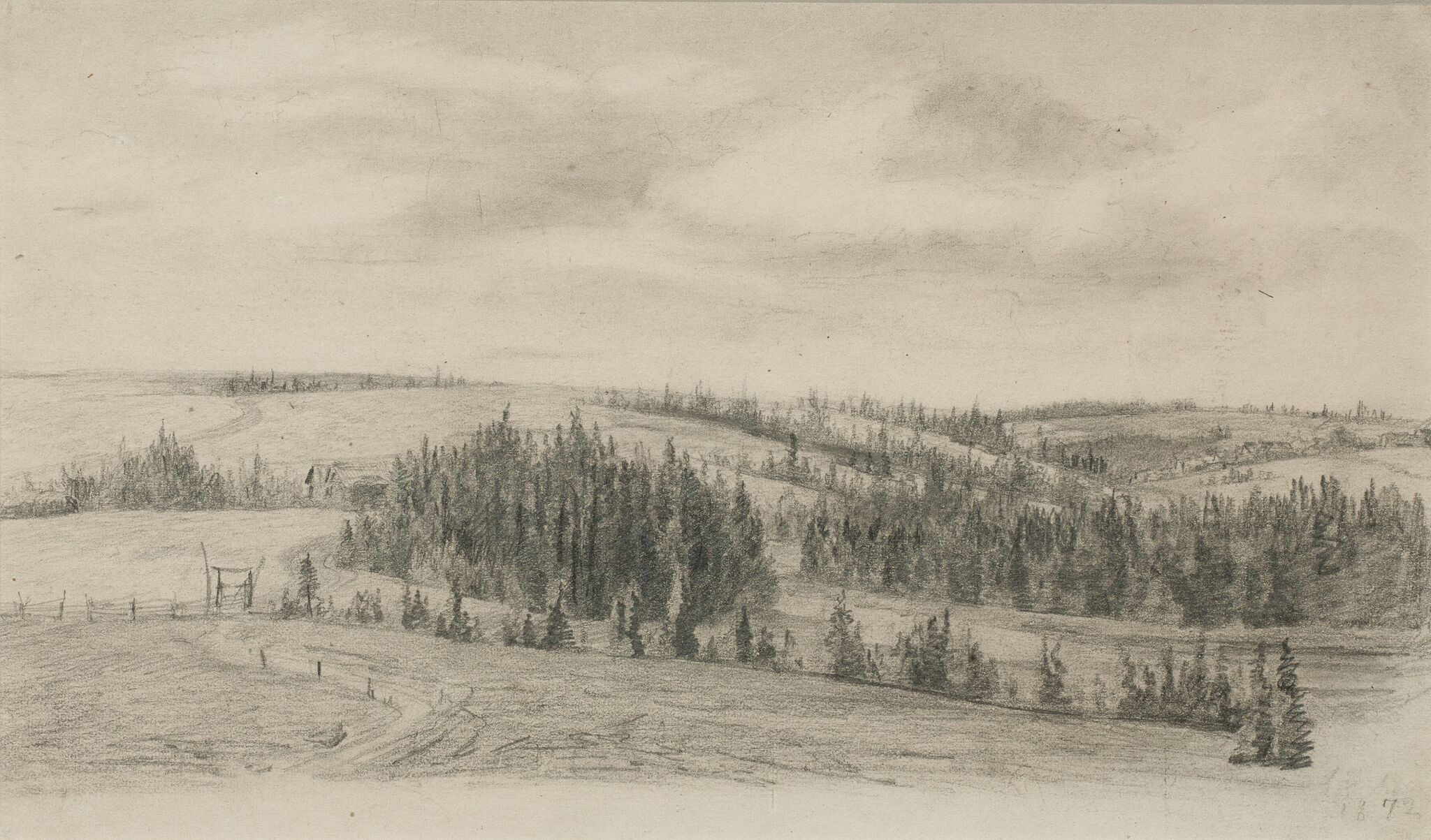Рисунок. Холмы и перелески, Apollinary Vasnetsov, 1872