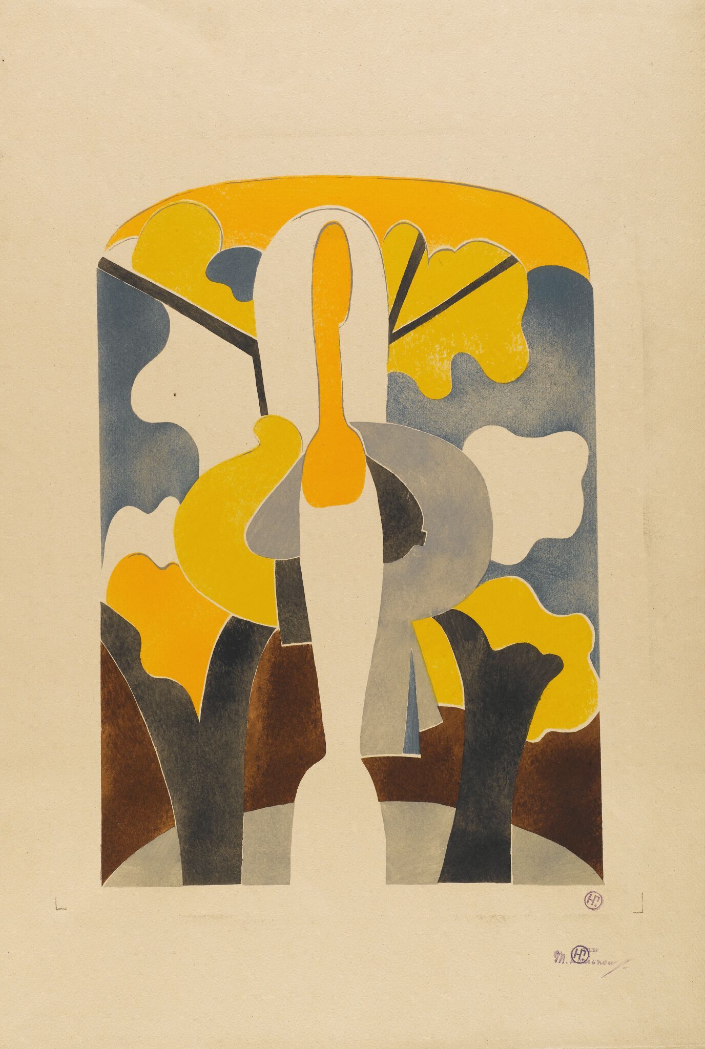 Девушка в пейзаже, Natalia Goncharova, 1920s–1940s