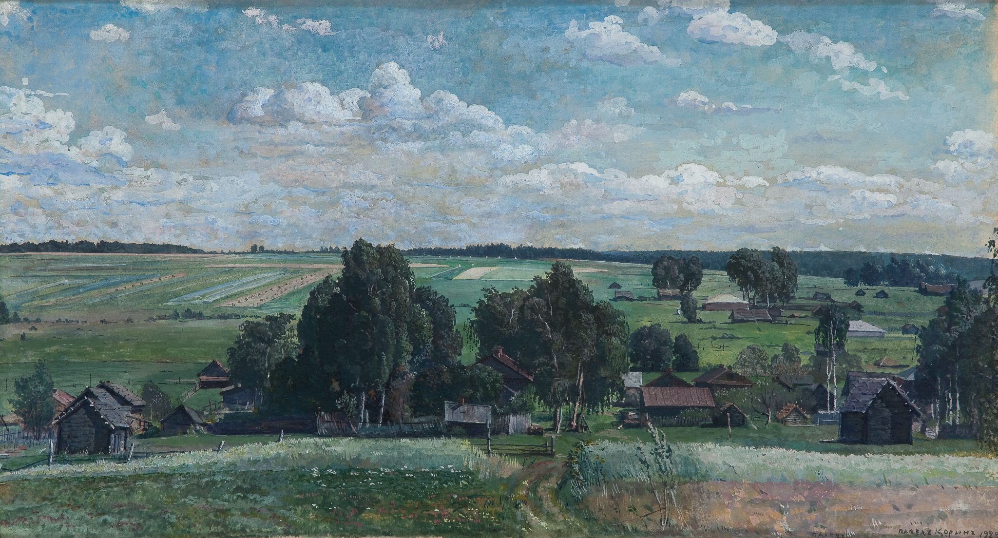 Дом Кориных в Палехе со стороны огорода, Pavel Korin, 1929