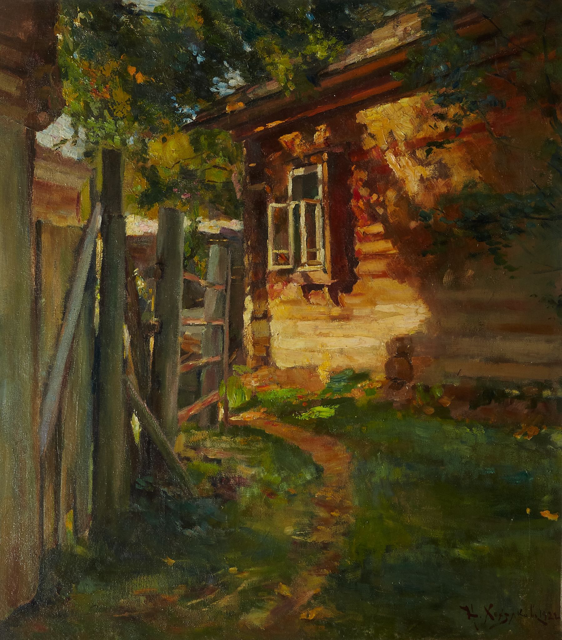 Дворик. Дом, освещенный солнцем, Nikolay Khokhryakov, 1922