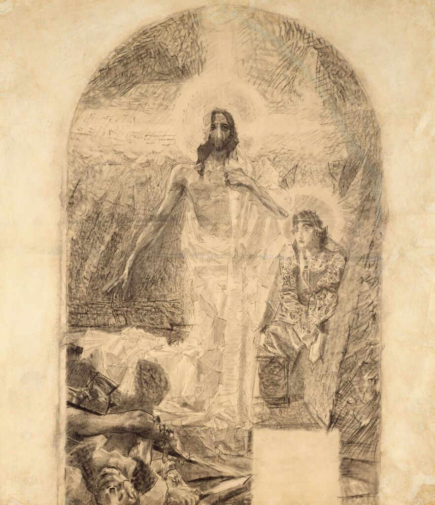 Воскресение (с фигурой ангела справа и двумя фигурами спящих воинов слева)