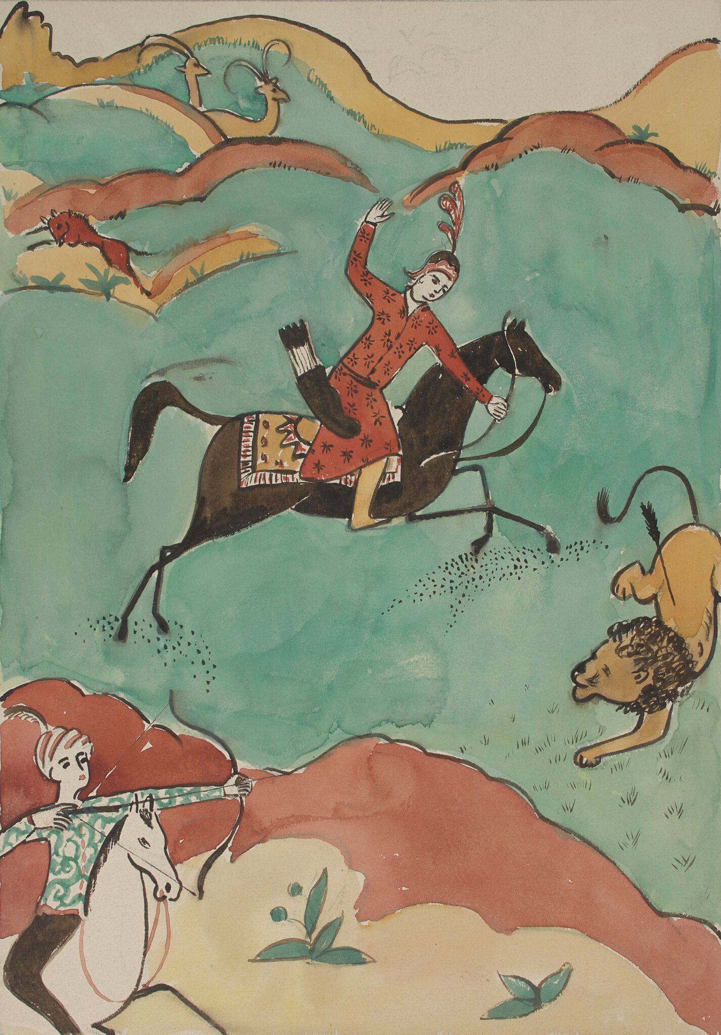 Охота на льва, Vasily Chekrygin, 1915