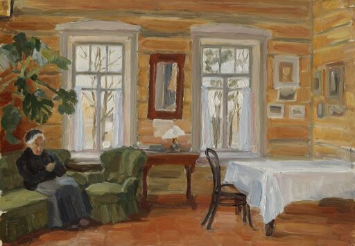 М.И. Рязанцева в гостиной дома в Новом Рябове