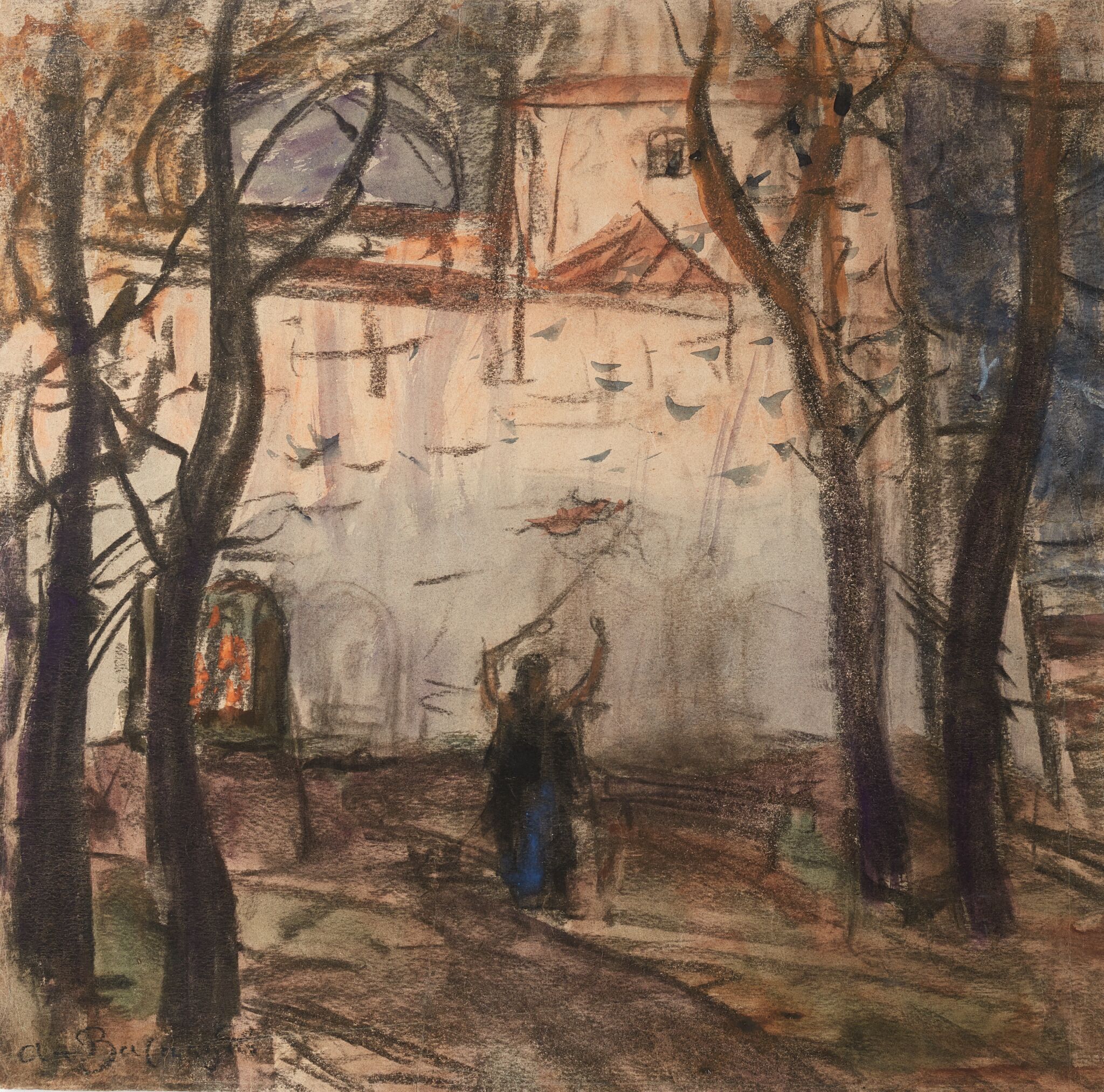 У монастыря. Набросок, Apollinary Vasnetsov, late 19th – early 20th century