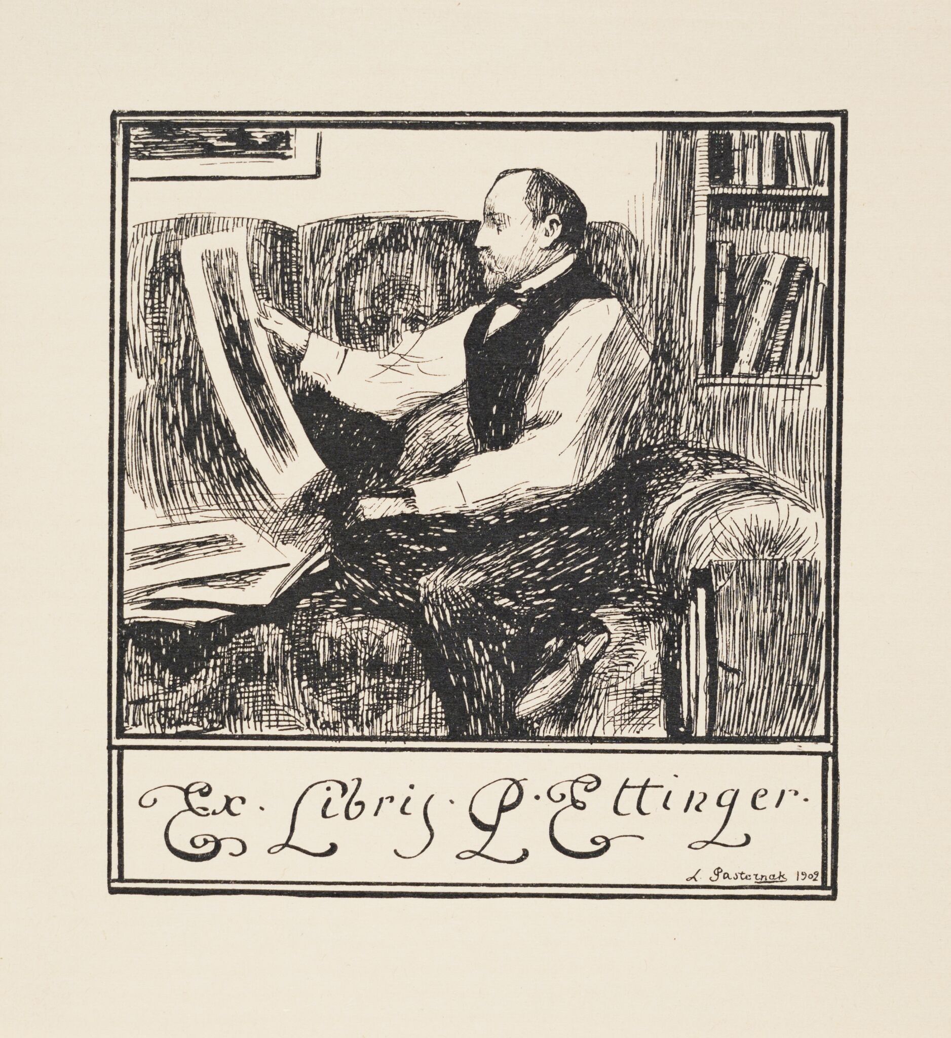 Экслибрис P. Ettinger (П.Д. Эттингера), Leonid Pasternak, 1902