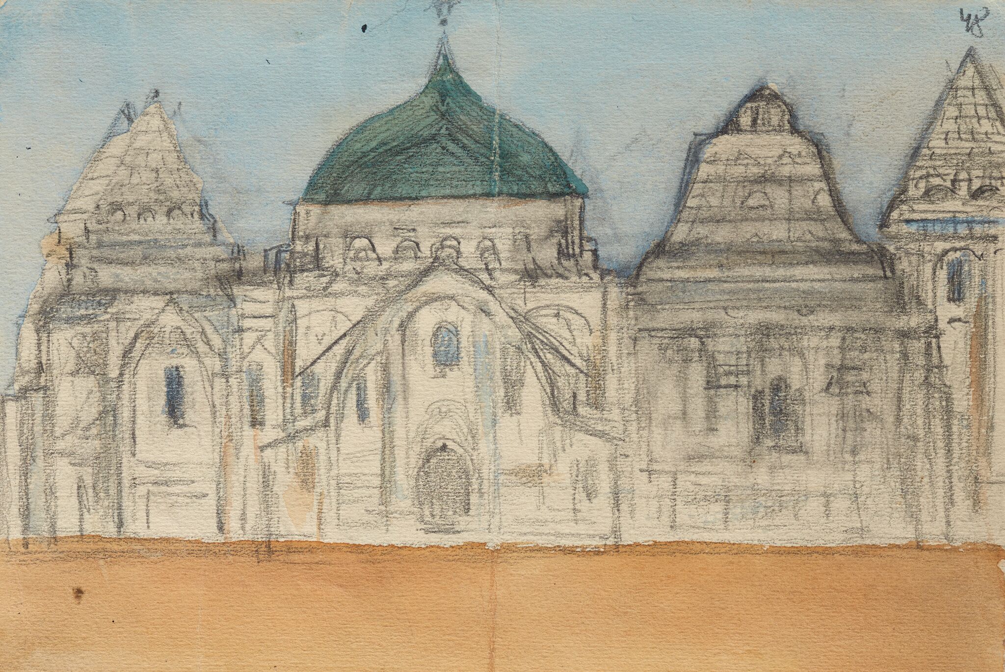 Набросок фасада здания в русском стиле, Apollinary Vasnetsov, 1870–1929