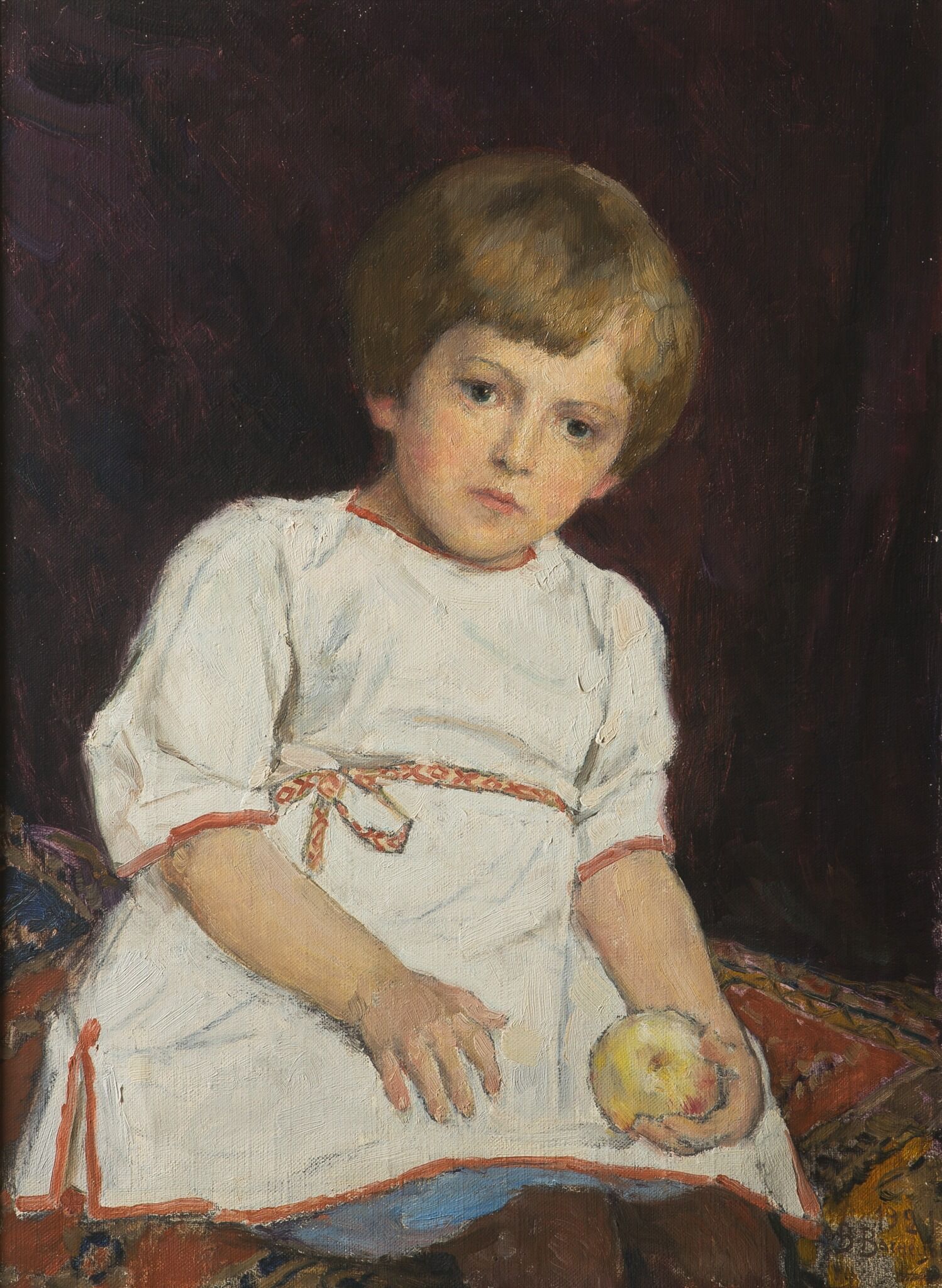 Портрет внука Вити с яблоком, Viktor Vasnetsov, 1921