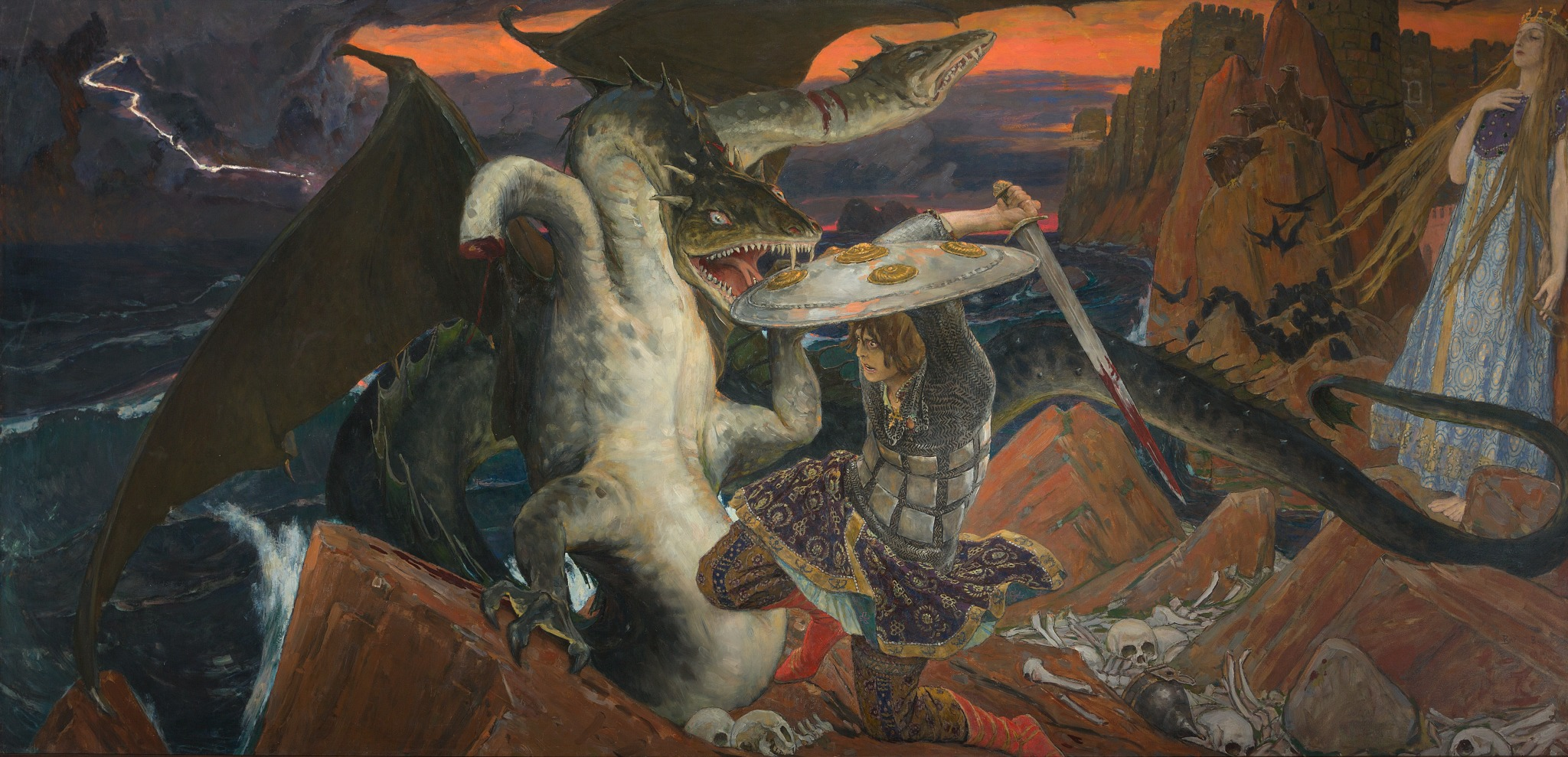 Бой Ивана-Царевича с Трехглавым Морским Змеем, Viktor Vasnetsov, 1910-1912
