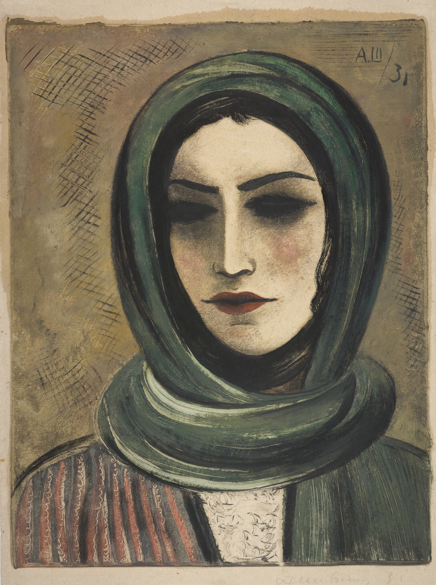 Голова девушки в платке, Aleksandr Shevchenko, 1931