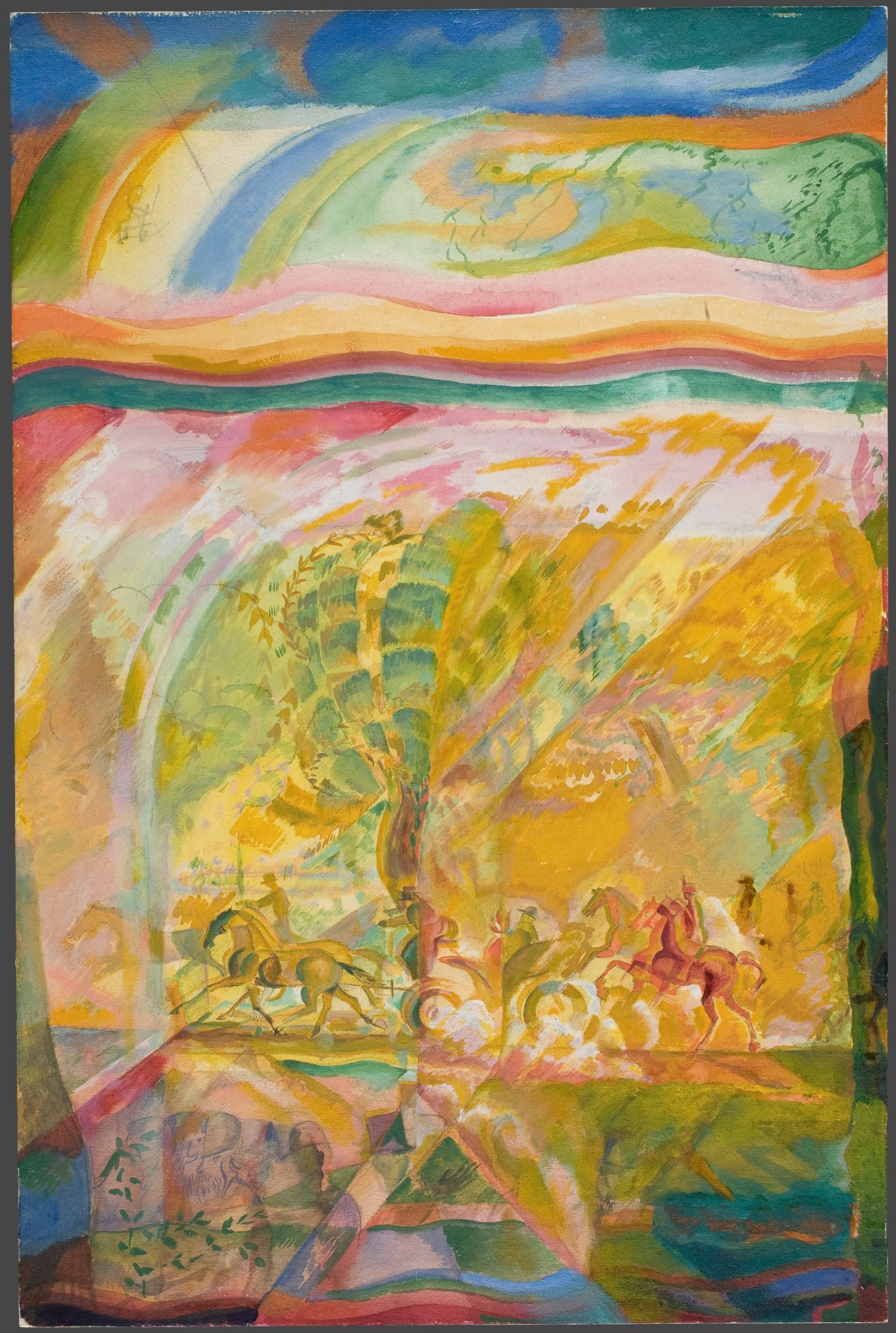 Весенняя прогулка, Georgy Yakulov, 1915