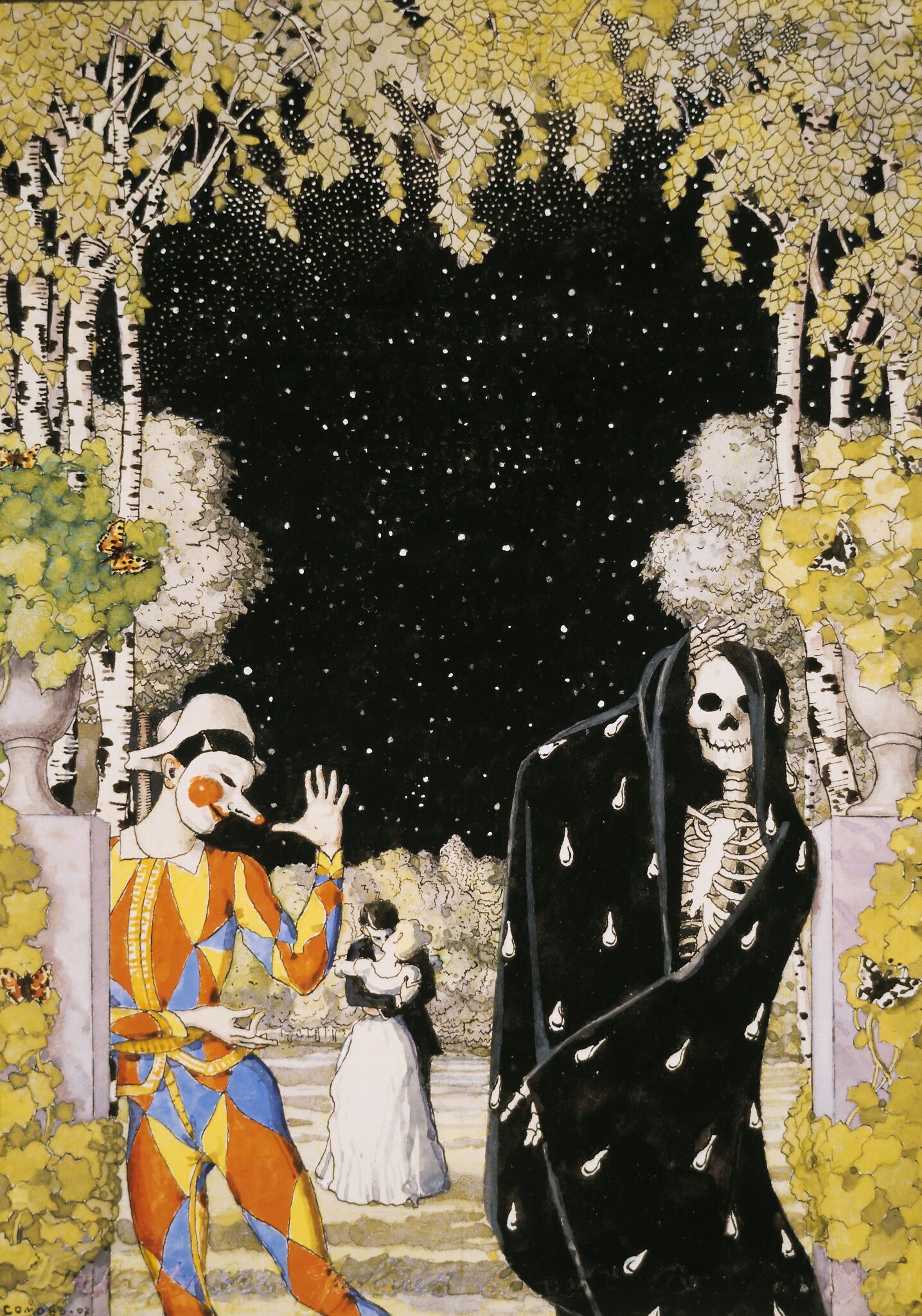 Арлекин и Смерть, Konstantin Somov, 1907