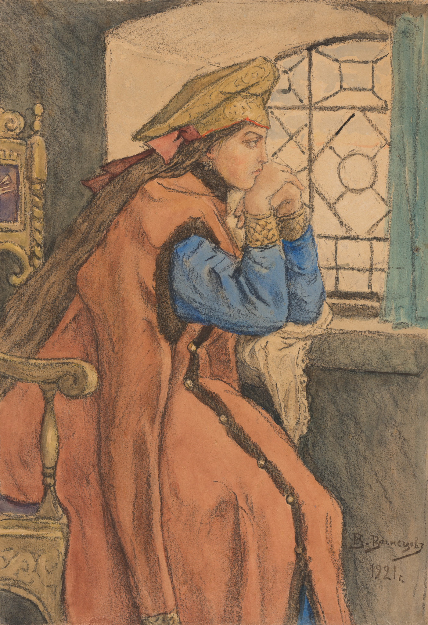Царица у окна, Viktor Vasnetsov, 1921