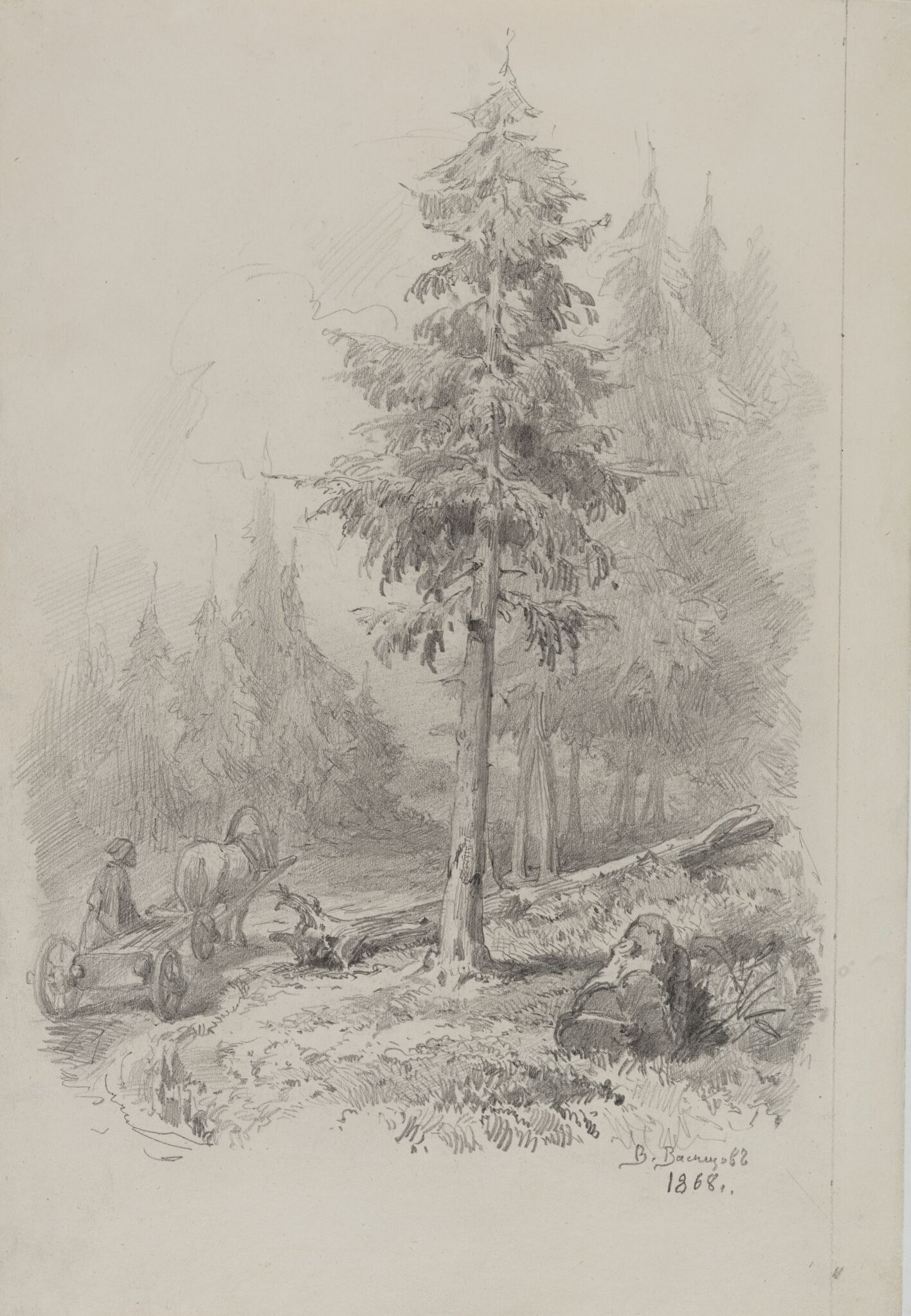В вятском лесу. Пейзаж, Viktor Vasnetsov, 1868