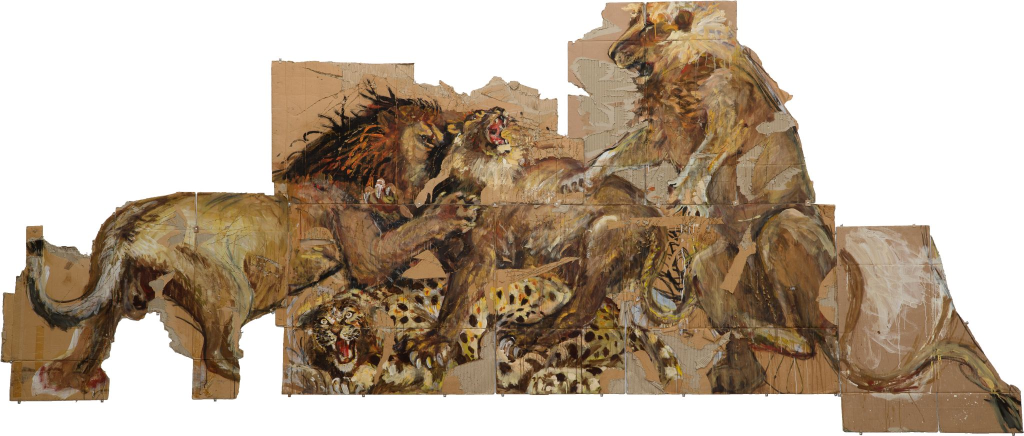 Битва львов с леопардом