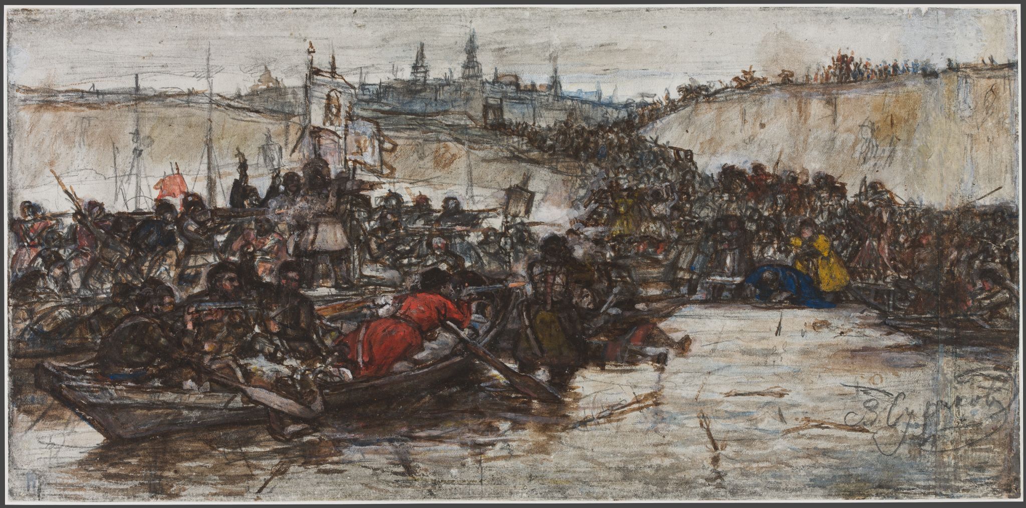 Покорение Сибири Ермаком. Эскиз одноименной картины (1895, ГРМ), Vasily Surikov