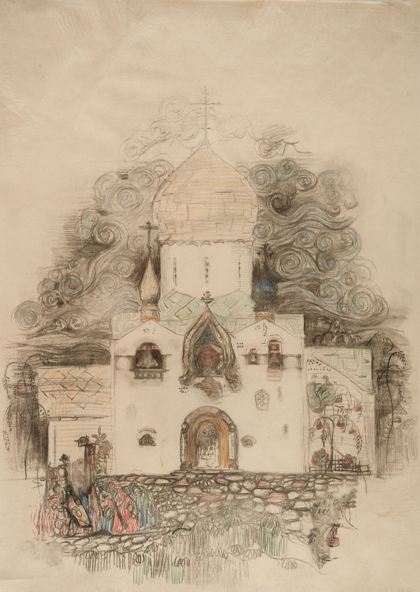 Проект западного фасада Покровского храма Марфо-Мариинской обители, Alexey Shchusev, 1908