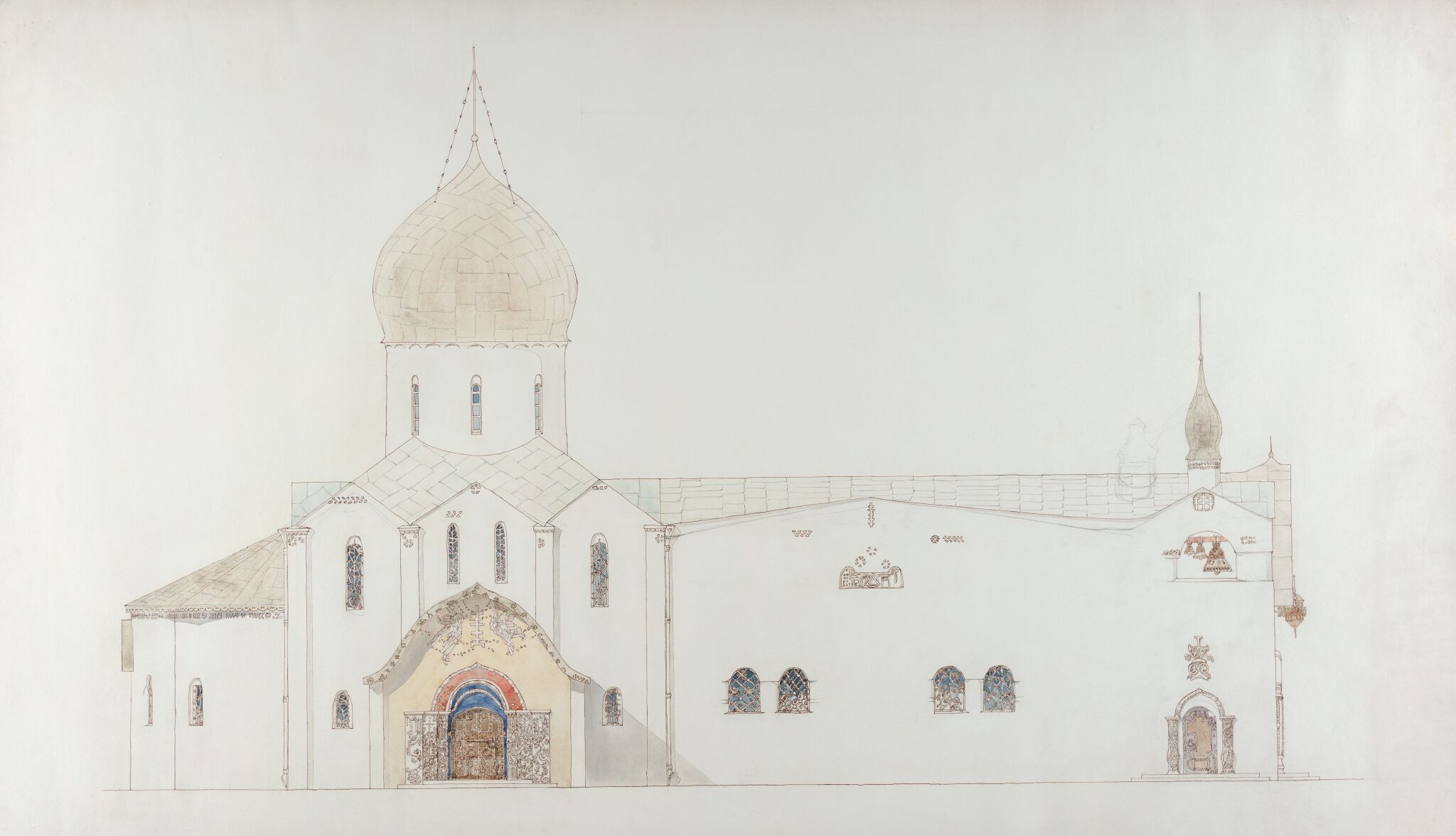 Проект северного фасада Покровского храма Марфо-Мариинской обители, Alexey Shchusev, 1908