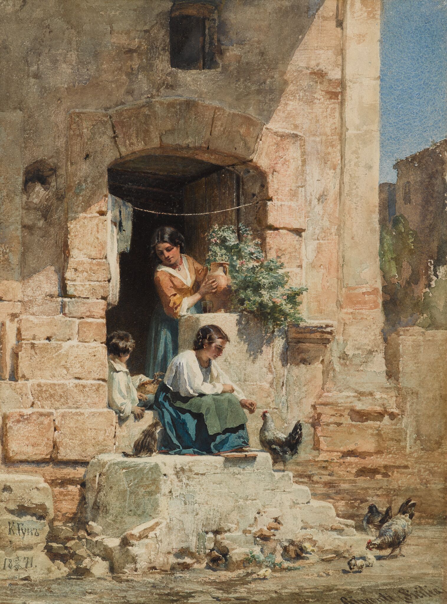 Итальянская сцена, Carl Huns, 1871