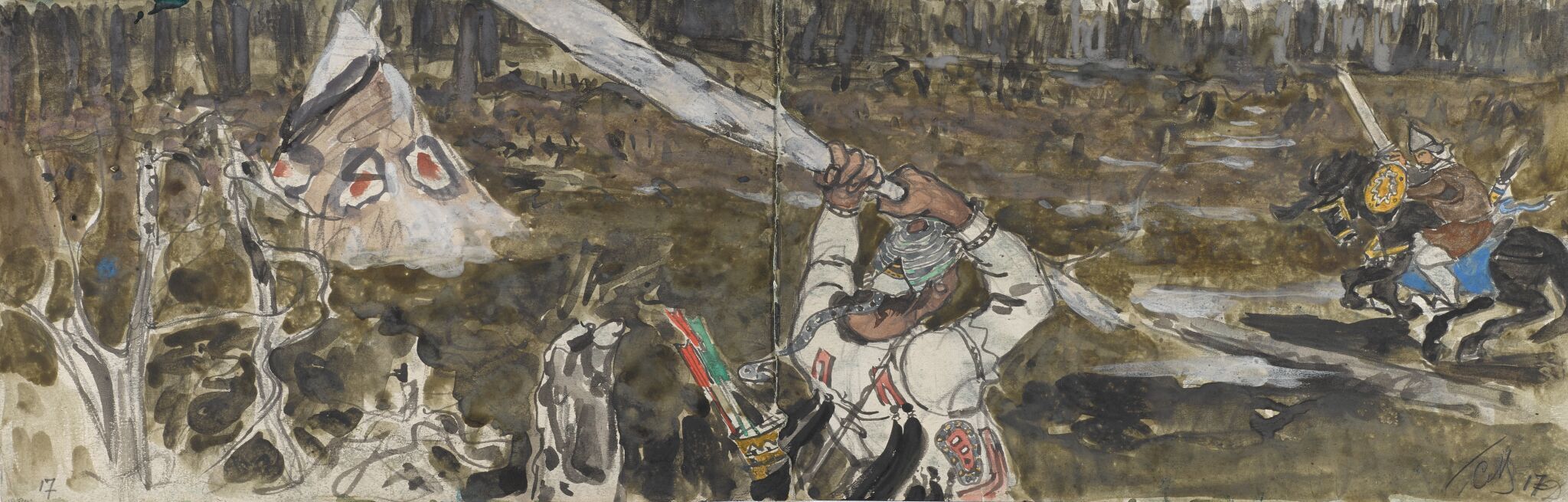 Бой Руслана с богатырем, Sergey Malyutin, c. 1899