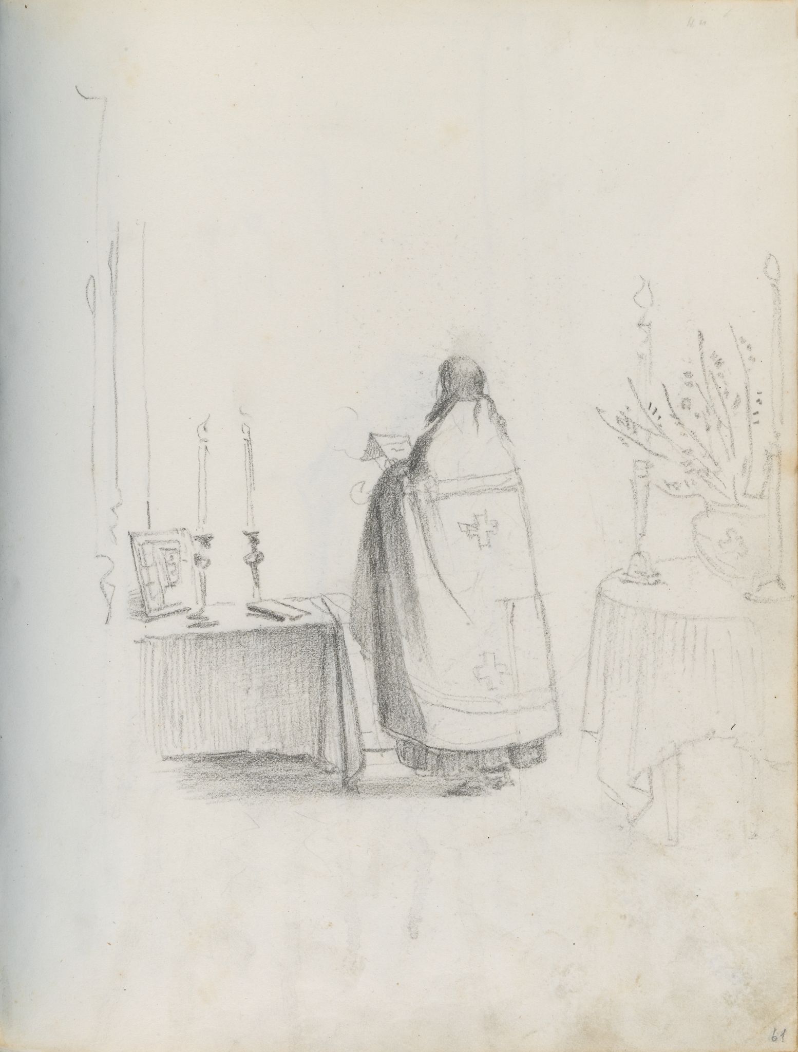 Священник, читающий молитву в комнате, Orest Kiprensky, 1824