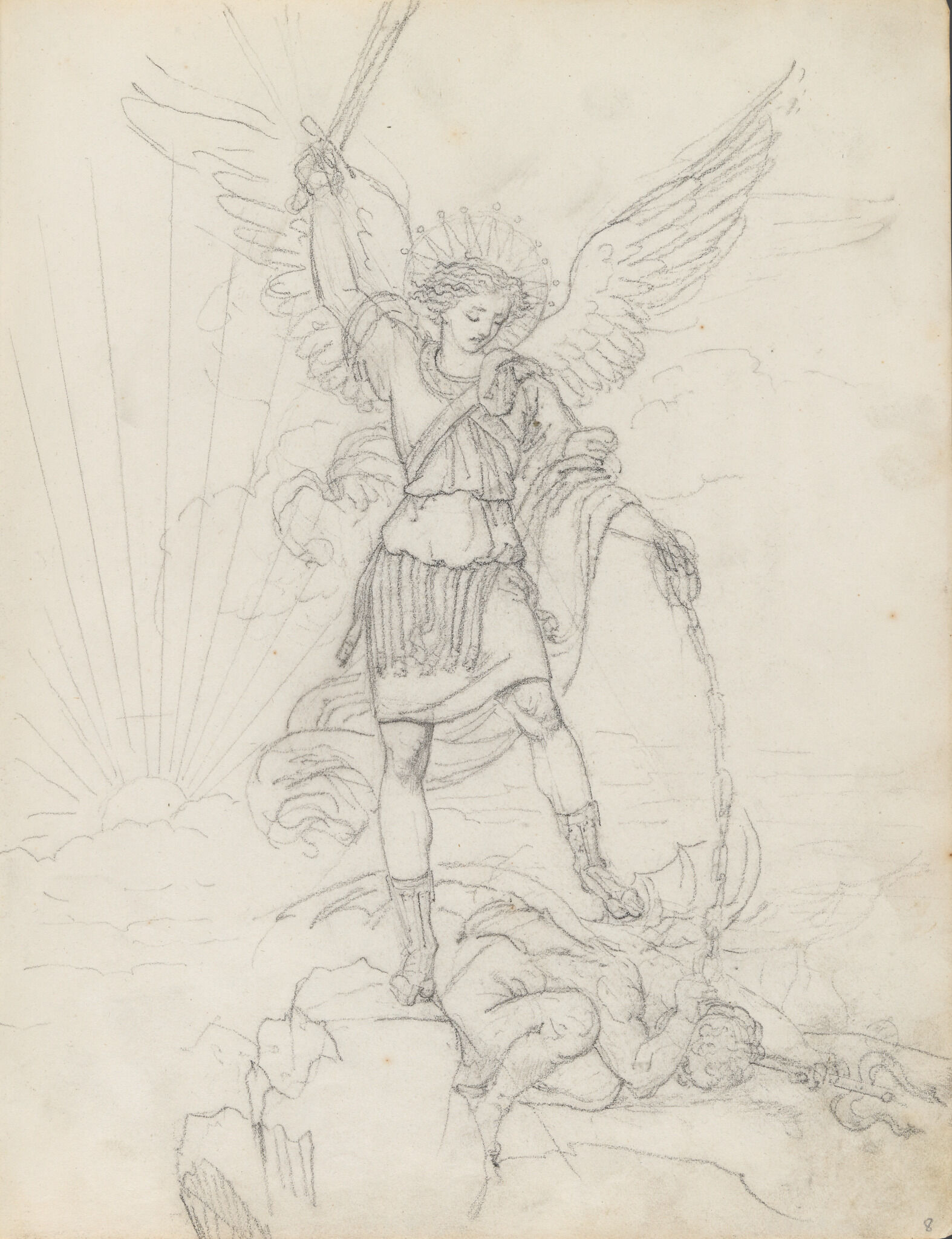 Архангел Михаил, побеждающий дьявола, Orest Kiprensky, 1823-1824