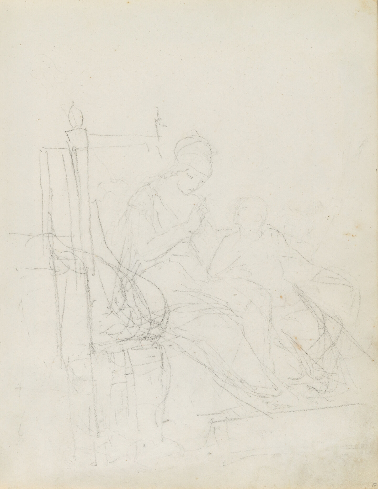 Мать с ребенком. Набросок, Orest Kiprensky, 1823-1824
