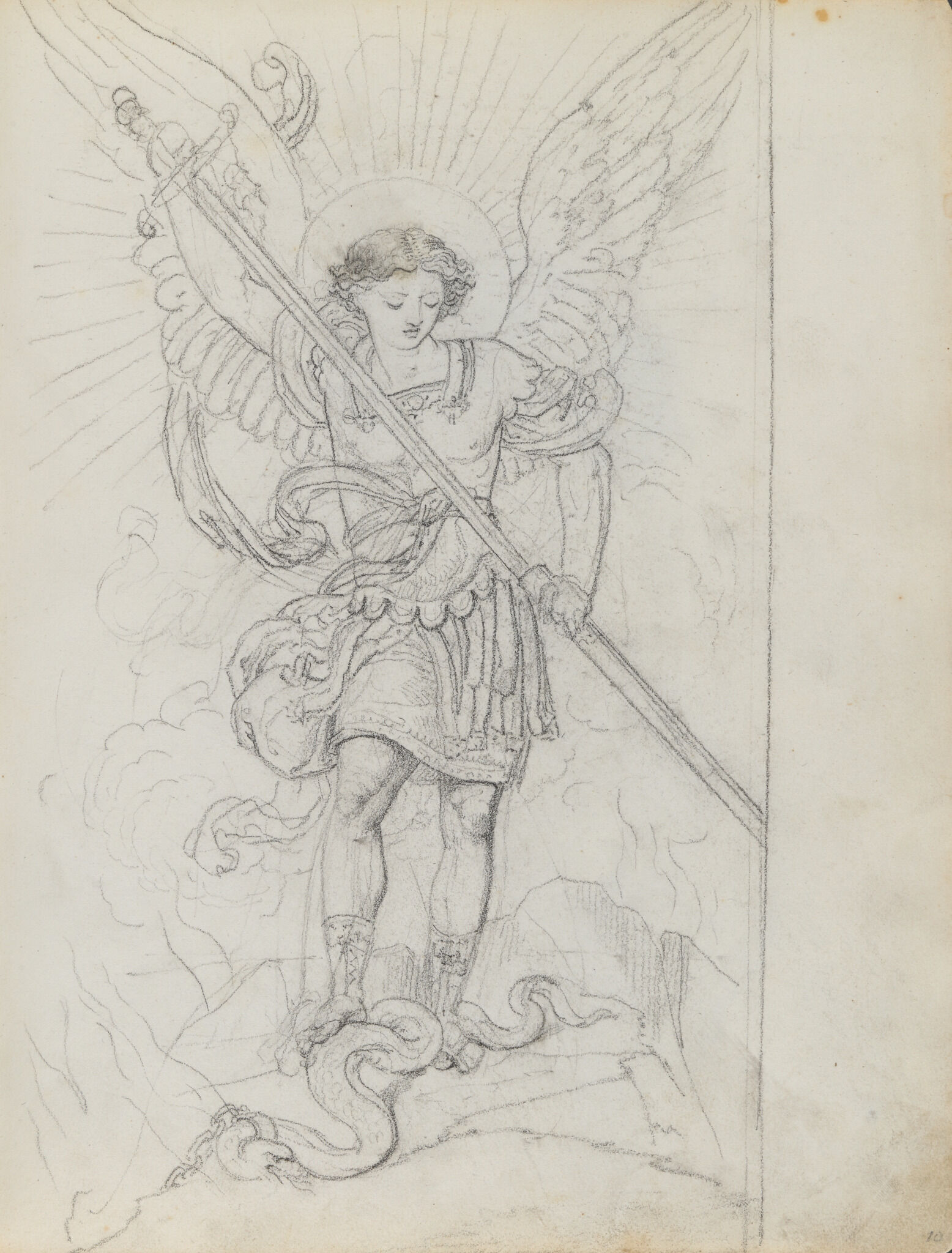 Архангел Михаил, побеждающий змея, Orest Kiprensky, 1823-1824