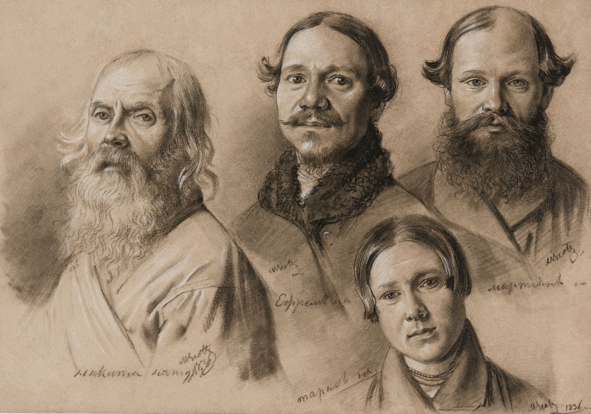 Натурщики Академии художеств – Никита, Ефрем, Мартьян, Тарас, Mikhail Scotti, 1836